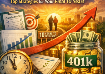Graph showing strategies to maximize 401k contributions over the last 10 years of employment.