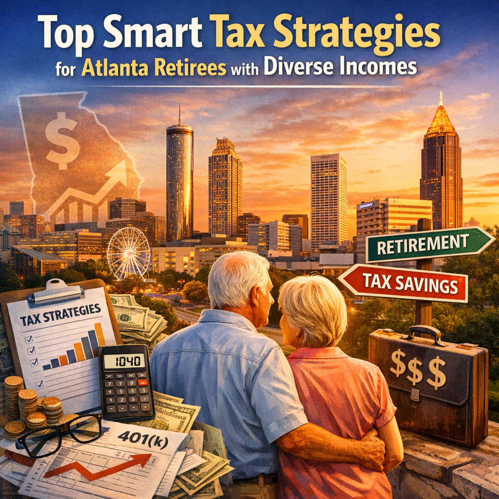 A chart showing different tax strategies for Atlanta retirees with diverse incomes.