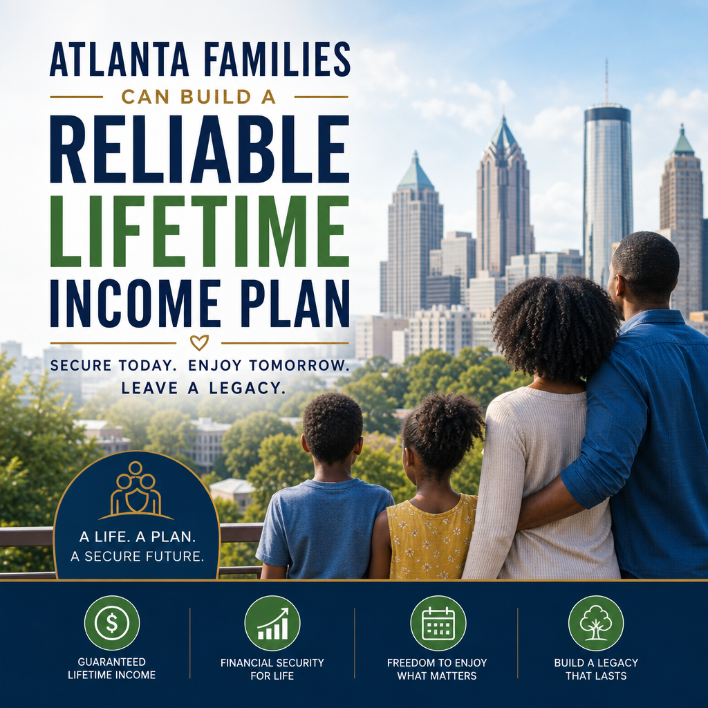 Atlanta family reviewing a lifetime income plan for retirement security and steady cash flow.